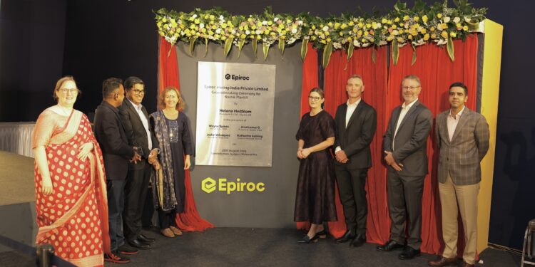 Pic 2 Unveiling of plaque at Epiroc groundbreaking ceremony at Nashik